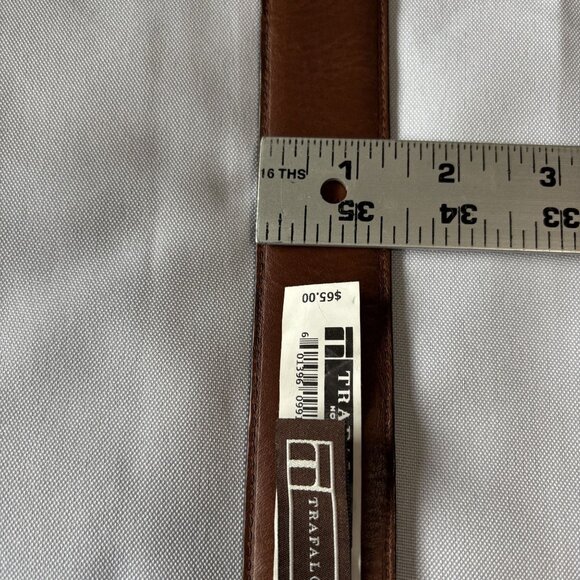 Trafalgar Gavin Mens Brown Leather Belt With Silver Buckle - Picture 9 of 9